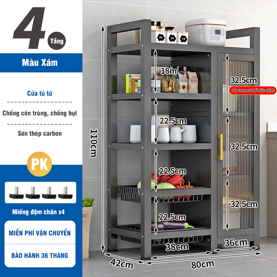 Tủ Bếp 4 Tầng Đa Năng 3in1 Sang Trọng Phong Cách Mới Chịu Lực 400Kg
