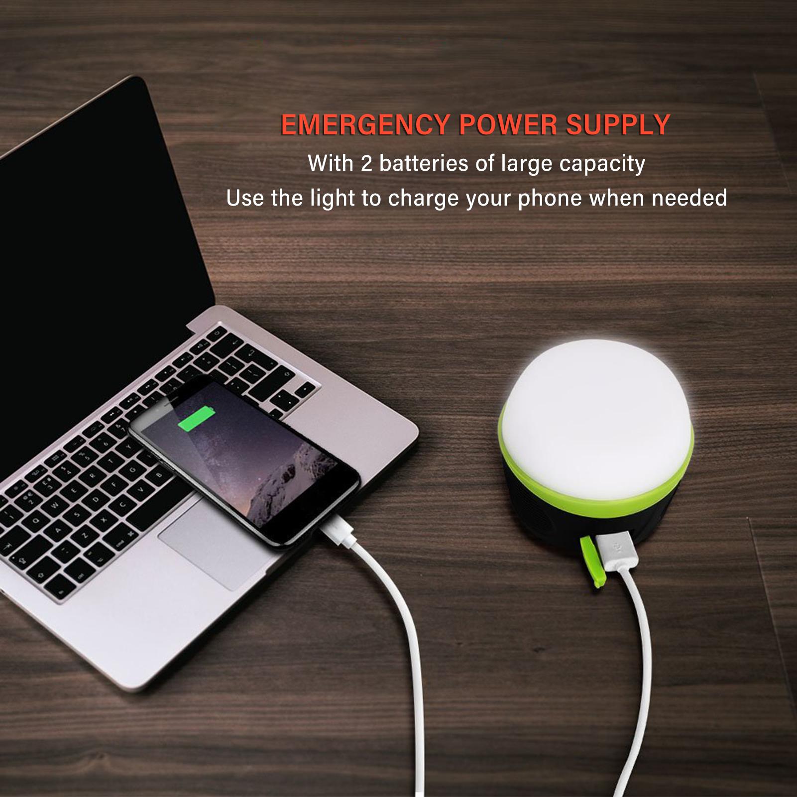 Đèn cắm trại ngoài trời USB usb có thể sạc lại không thấm nước, có nam châm, 5 chế độ chiếu sáng cung cấp năng lượng khẩn cấp, dùng để câu cá đi bộ đường dài