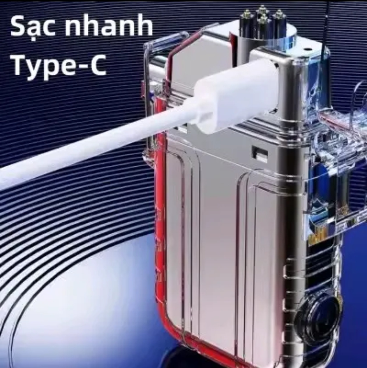 Bật Lửa Điện 3 Chức Năng, Đèn Pin LED 3 Chế Độ, Móc Khoá Tiện Lợi,  Sạc Nhanh Type C, Chống Nước IPX6, Đa Năng, Du Lịch. Sinh Tồn Tiện Lợi