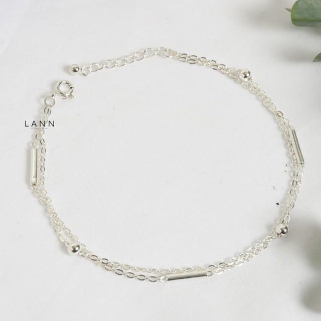 Lắc Tay 2 Dây Xích Mix Thanh Ống – Hạt Tròn S925 LANN