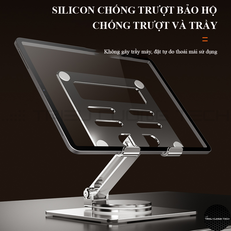 Giá Đỡ Dành Cho Máy Tính Bảng iPad Tablet Điện Thoại (All size) Hợp Kim Nhôm Nguyên Khối Xoay Chuyển 360 Độ-Nâng Hạ Điều Chỉnh Góc Nhìn Tùy Thích-Gấp Gọn Tiện Lợi-Hàng Chính Hãng