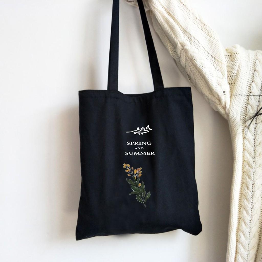 (Quà Xinh) Túi tote vải canvas cành hoa cải Siêu hot tặng quà xinh