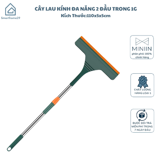 Cây Lau Kính, Gạt Chùi Kính Đa Năng 2 Đầu Trong 1, Cán Tăng Giảm Chiều Dài Tiện Lợi - HÀNG CHÍNH HÃNG MINIIN