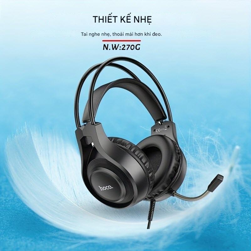 Tai nghe chơi game có dây Hoco W106 Gaming Headphone, với khả năng kết nối âm thanh stereo 3.5mm, micrô linh hoạt - Hàng chính hãng