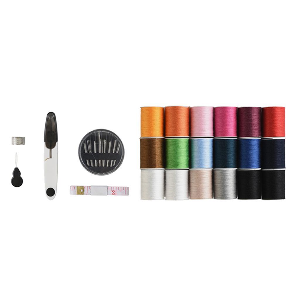 24Pcs Sewing Kit Case  Thread Tape   Kit Red Blue