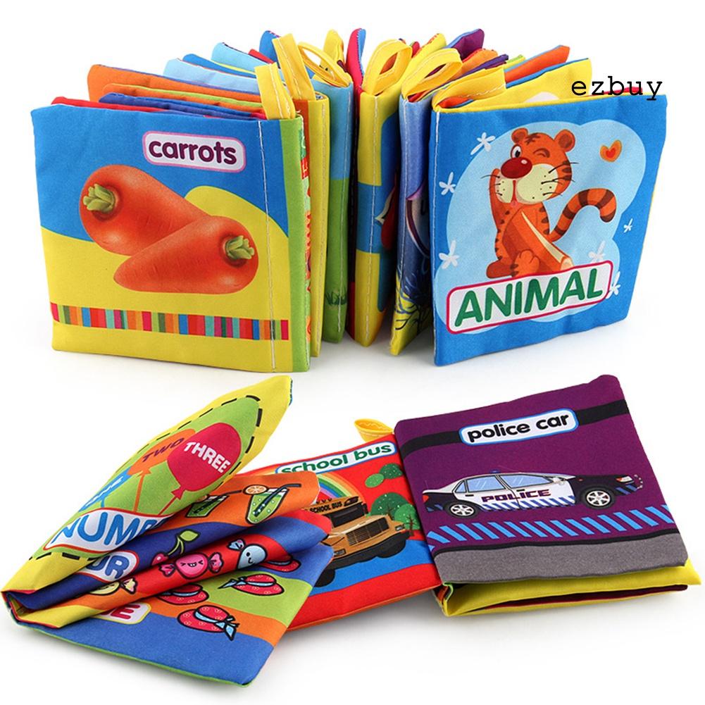 EY-Cartoon Animal Numbers People Fruit Recognition Cloth Book Kids Educational Toy