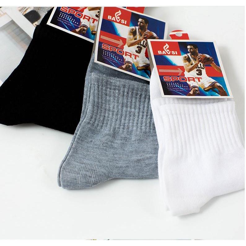 Tất vớ cổ cao trơn trắng đen nam nữ cotton co giãn 4 chiều thời trang unisex thể thao