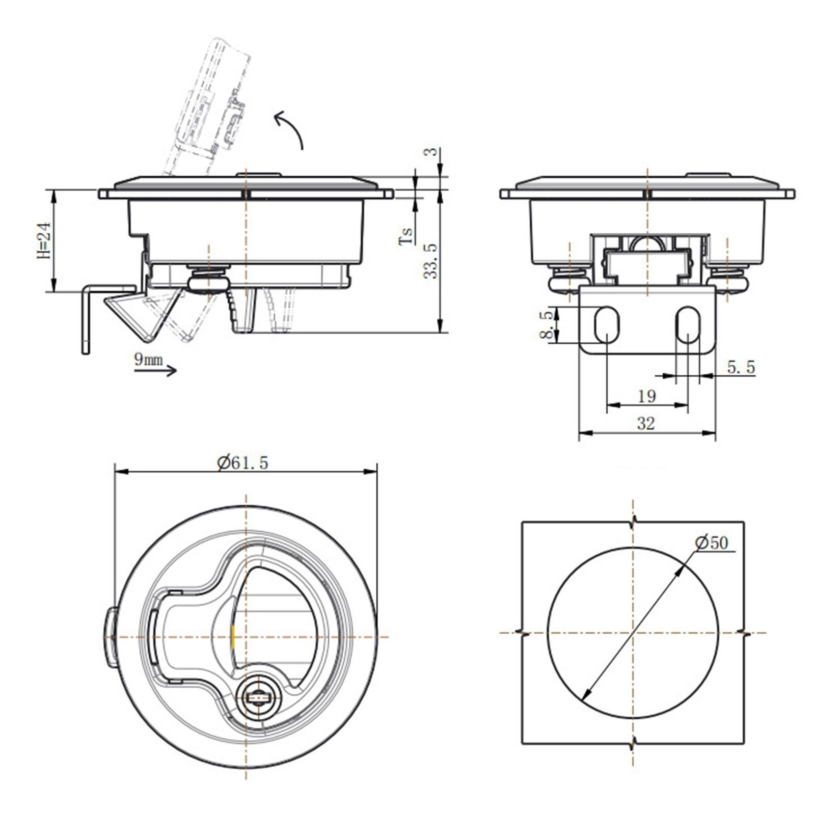Flush Latch Lock Cabinet Door Locking Boat Cabin 2Pcs