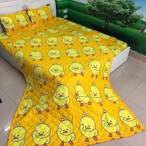 BỘ CHĂN RA VỎ GỐI COTTON 5 MÓN ĐÔNG vàng 1M6 X 2M