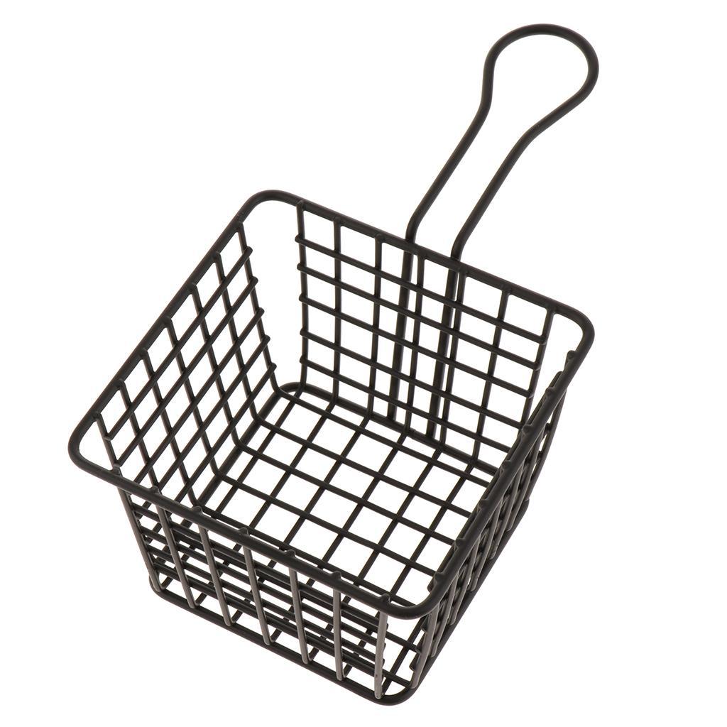 Metal Iron Mesh Strainer Fry Basket Kitchen Colander Sifter Black S