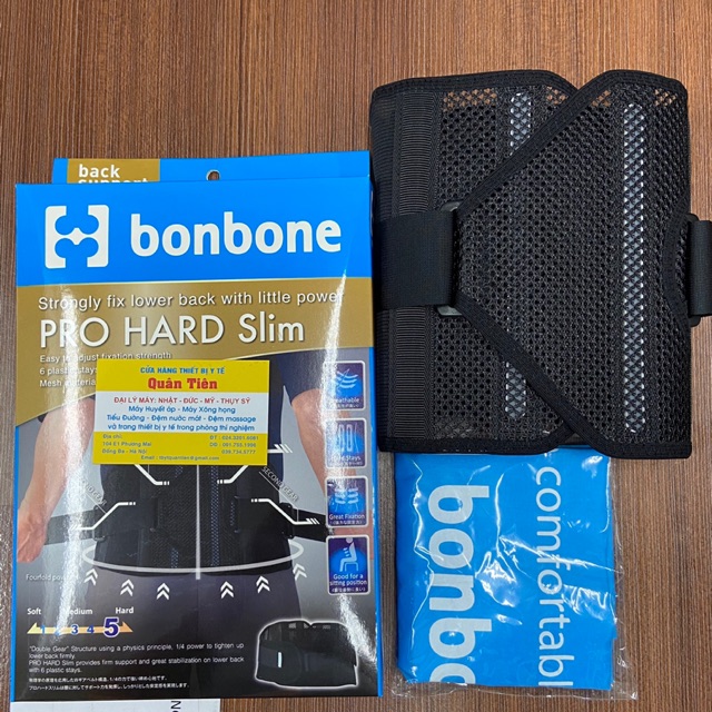 Đai lưng Bonbone Pro Hard Slim chính hãng Nhật Bản tặng kèm túi chườm điện Thiên Thanh