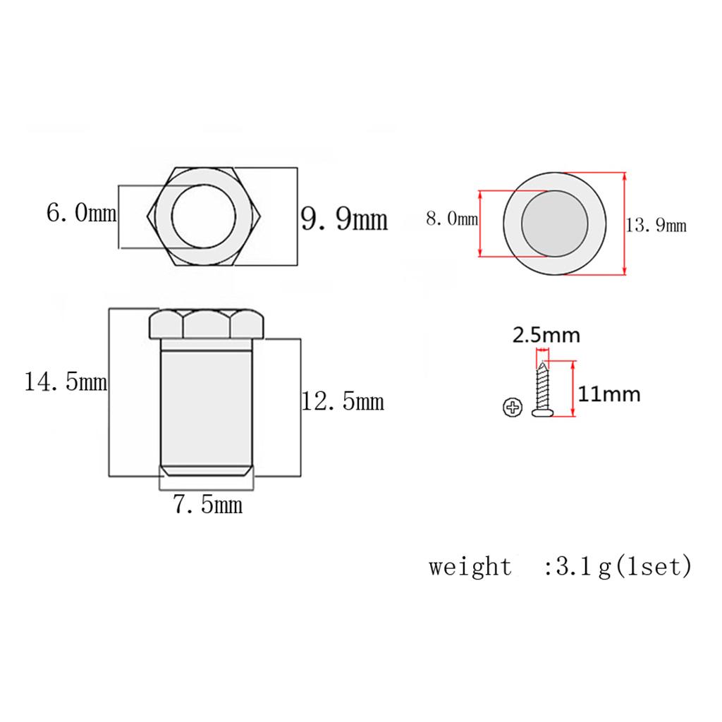 Sunnimix 10 Bộ Lục Giác Ren Bushing Ferrules Cho Hộp Đàn Guitar Chỉnh PEG Bắt Sóng Máy Đầu DIY