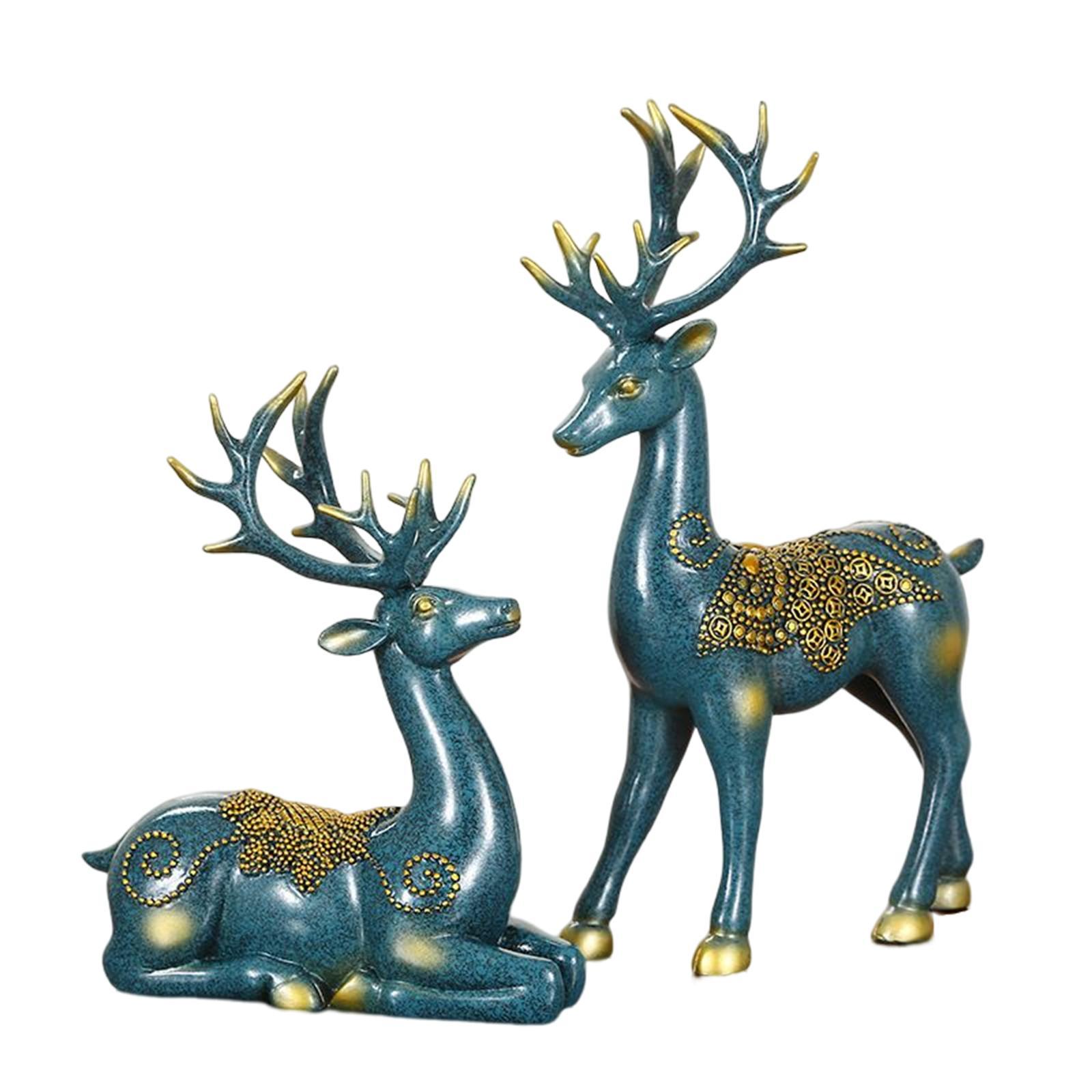 2 Pieces Deer Couple Statue Decoration Home Decor for Living Room ...