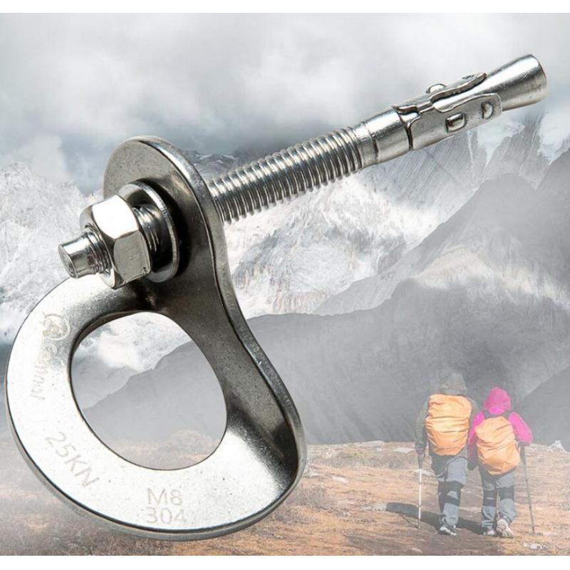 2x 25KN 304 Stainless Steel Anchor Hanger Climb Fastening Fixed Point Expansion Screw Piton Outdoor Tool for Safety Climbing