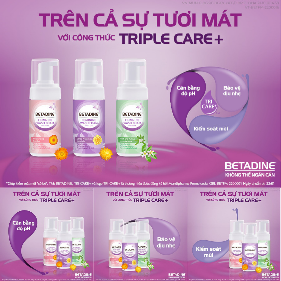 Combo 2 chai dung dịch vệ sinh phụ nữ Betadine Gentle Protection Immortelle 100ml &amp; 250ml - 2 DD Tím:100ml&amp;250ml
