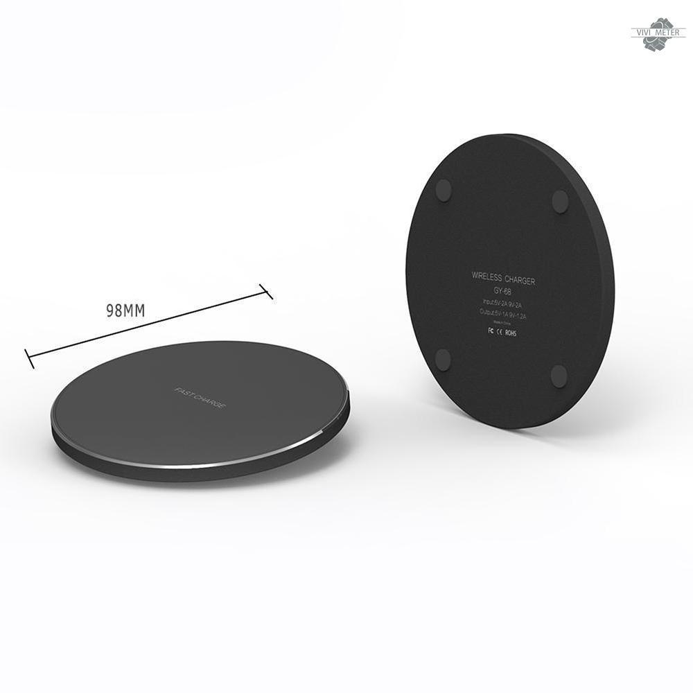 Đế Sạc Không Dây Qi Hình Tròn Bằng Hợp Kim Nhôm Siêu Mỏng 10w Thông Dụng Cho Điện Thoại
