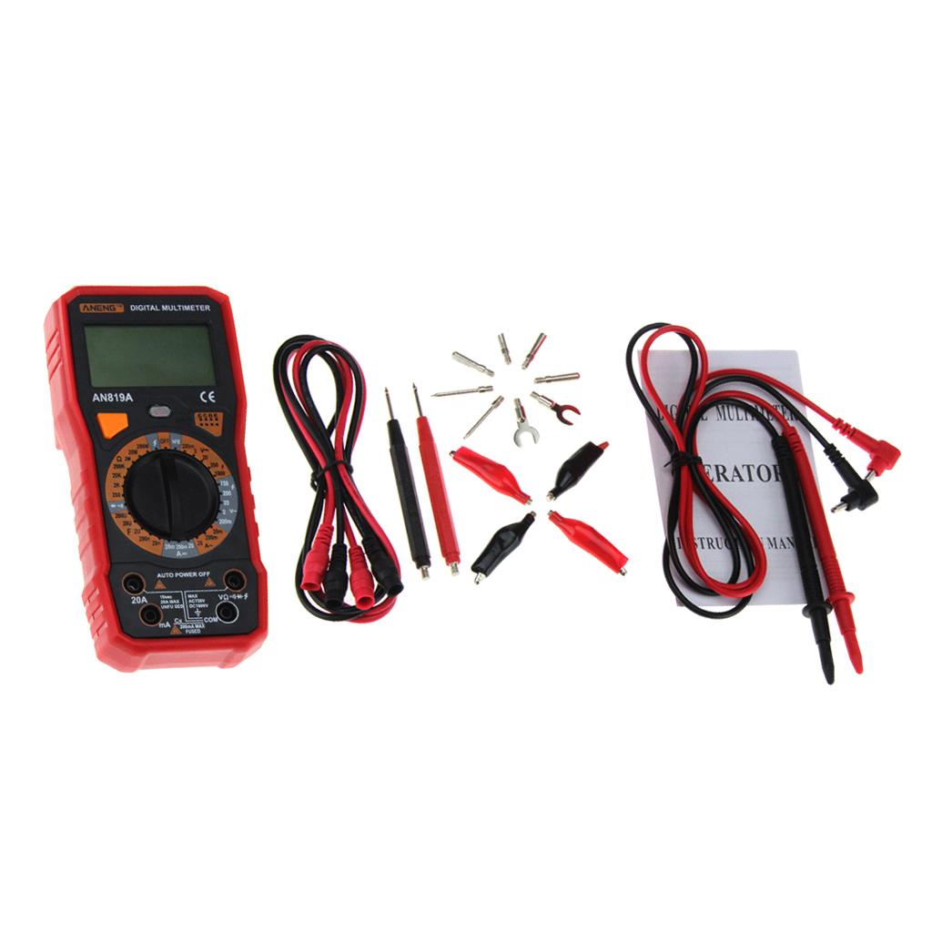 AN819A LCD Digital Multimeter Voltmeter Ammeter Ohmmeter with Test Leads