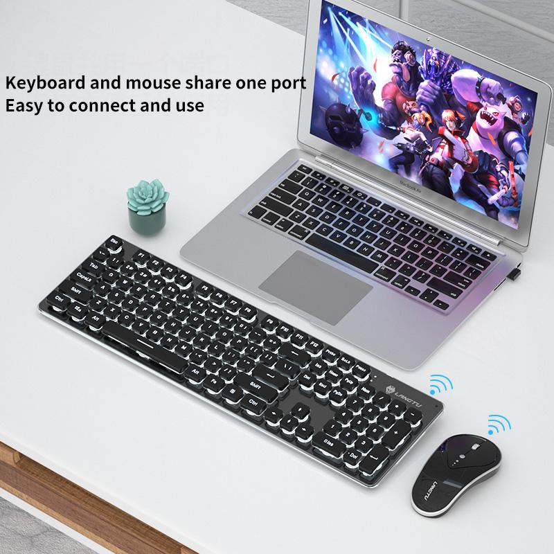 Backlit 104 Phím Sạc Không Dây Bluetooth Bộ Bàn Phím Và Chuột Chơi Game Hồng Dễ Thương Cực Phù Hợp Cho Gia Đình văn Phòng Game