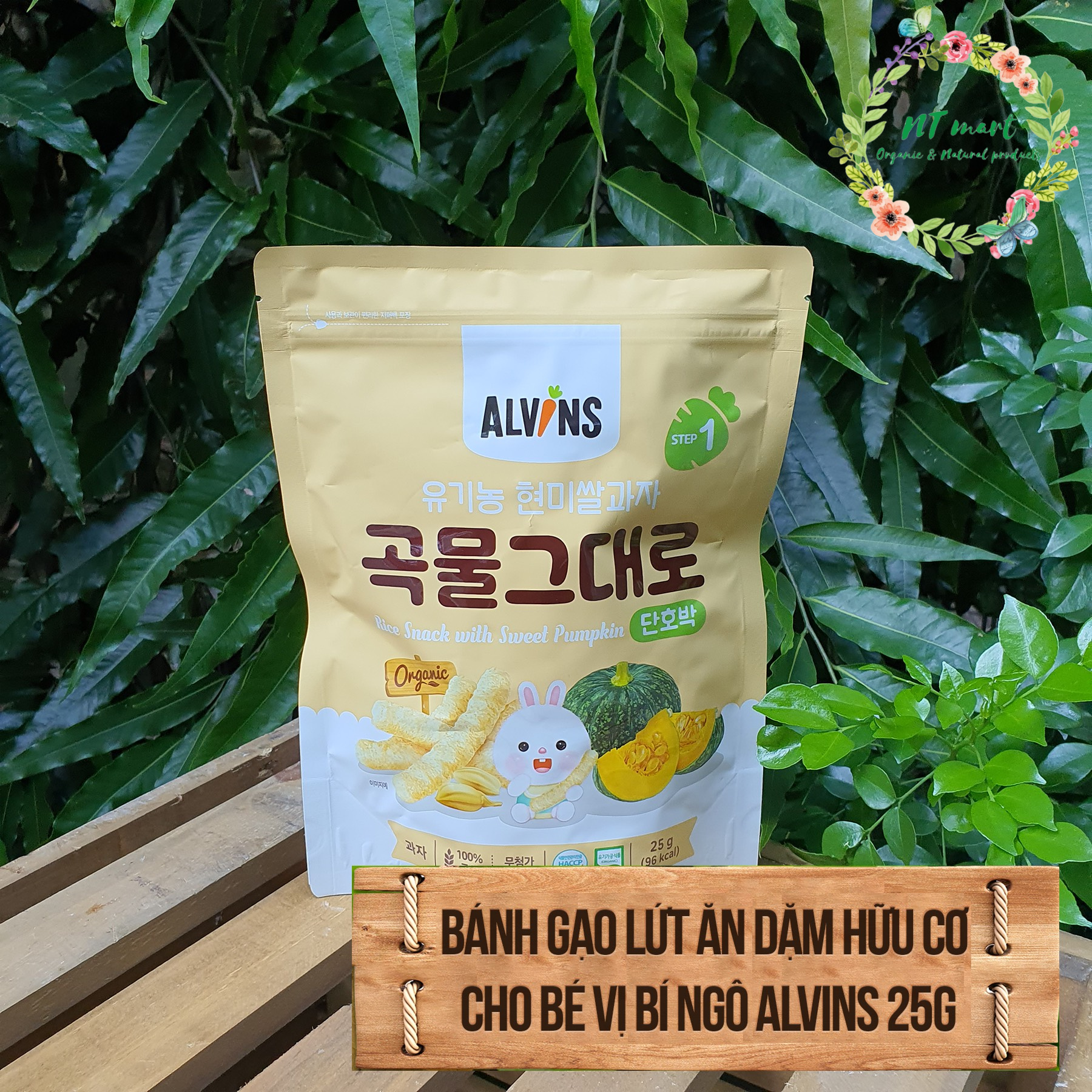 Bánh gạo lứt ăn dặm hữu cơ Alvins