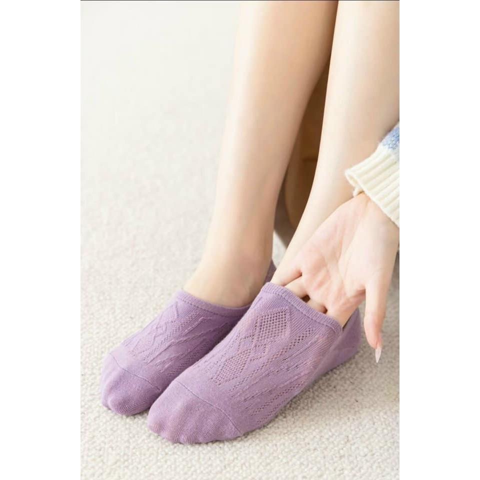 LỐ 10 ĐÔI TẤT HÀI DỆT KIM HOA VĂN DÀY DẶN CHO NỮ