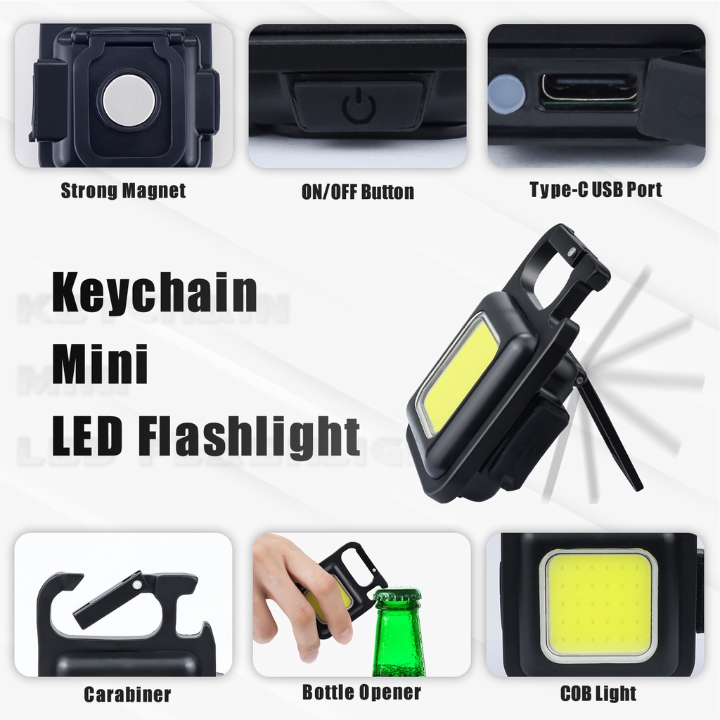 Đèn LED COB Mini 800 Lumens Có Móc Khóa Di Động Đa Ứng Dụng