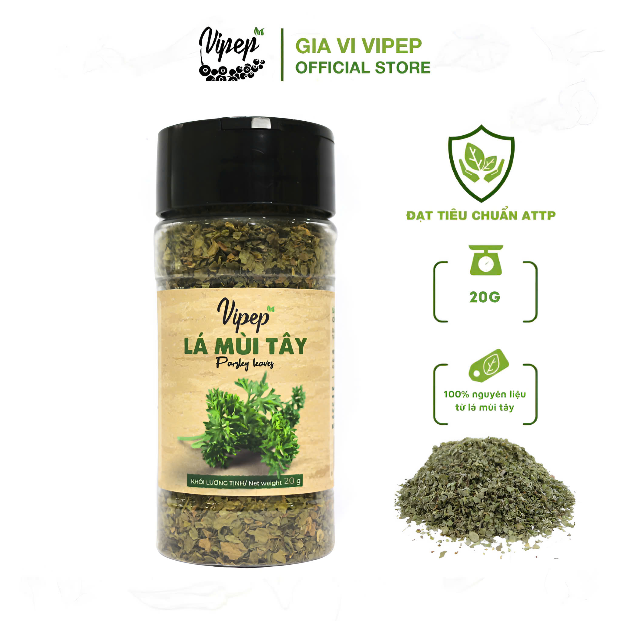 Lá Mùi Tây Khô Vipep Hũ Nhựa 20g - Gia vị Vipep
