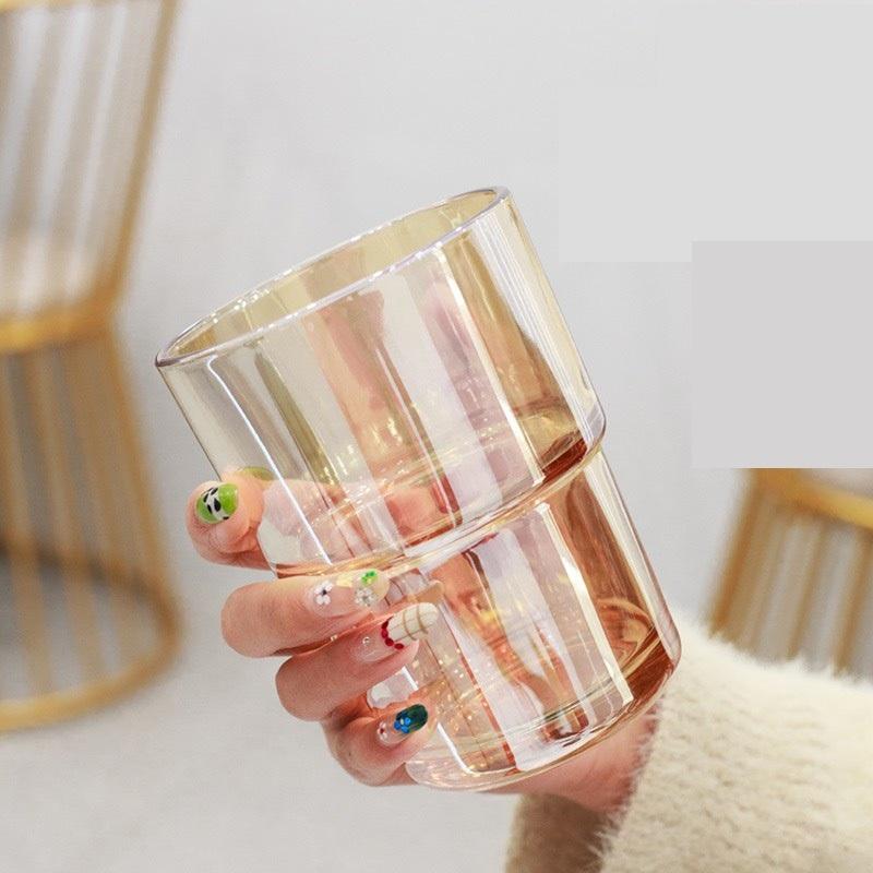 Ly Thủy Tinh Văn Phòng Đẹp, Cốc Thủy Tinh Hổ Phách Vỏ Da Cao Cấp Có Nắp