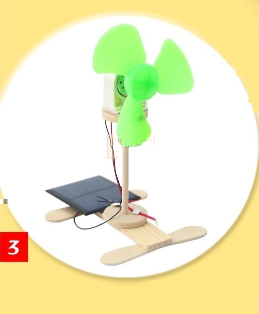 Pin năng lượng mặt trời kèm cánh quạt và linh kiện để tự ráp