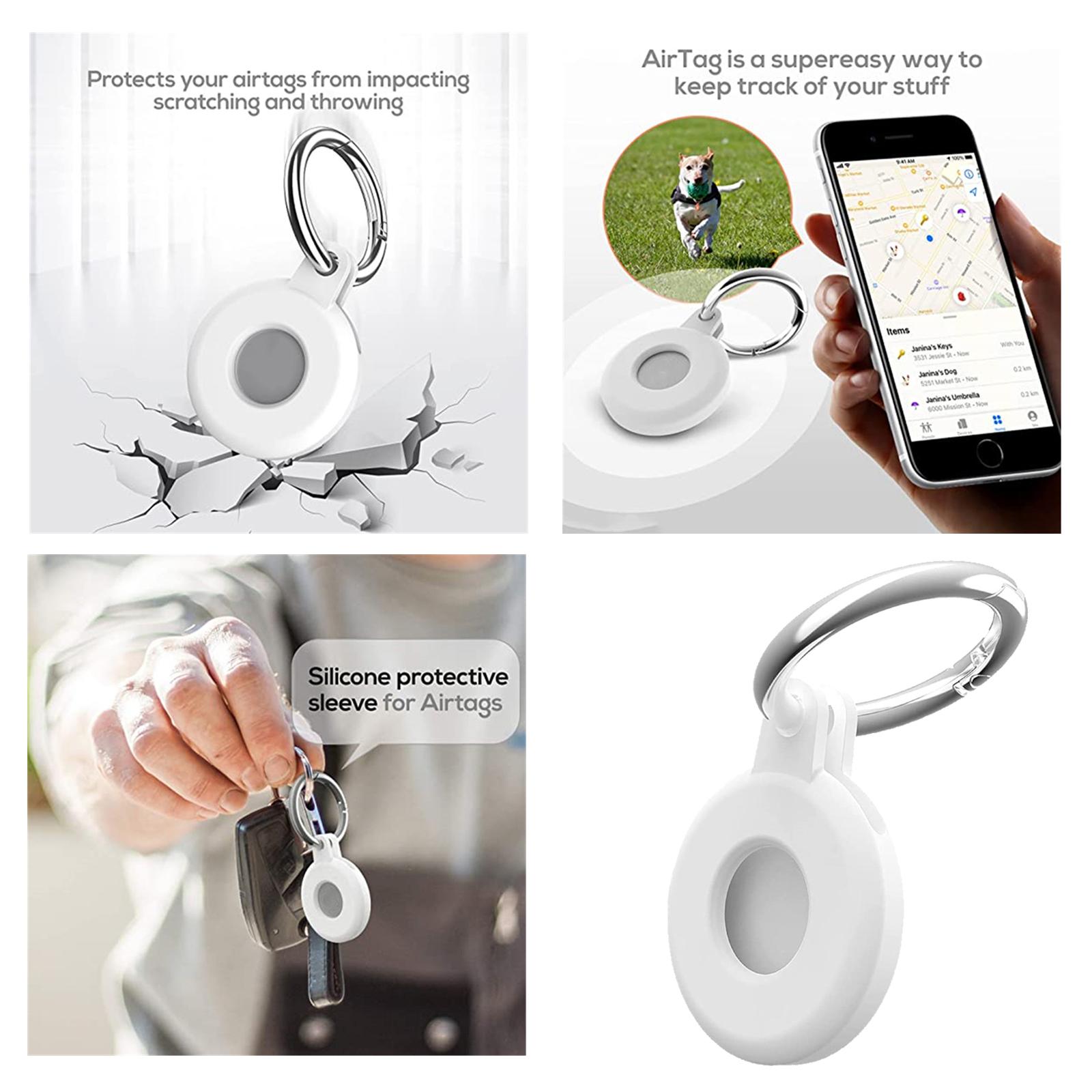 Silicone Case Protector Cover with Keychain Loop Ring Holder Compatible with Air Tags, Anti-scratch