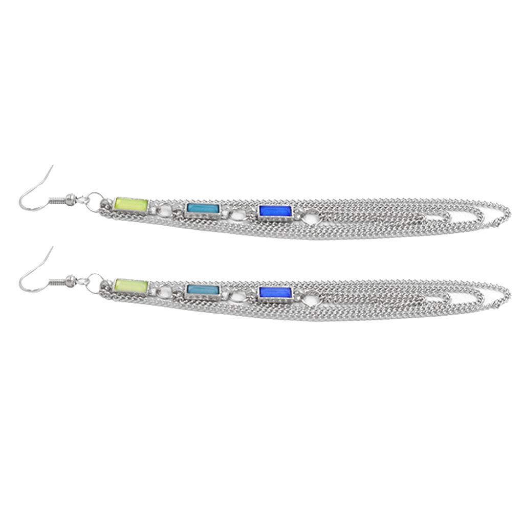 Metal Alloy Long Chain Tassel Drop Dangle Earrings for Women