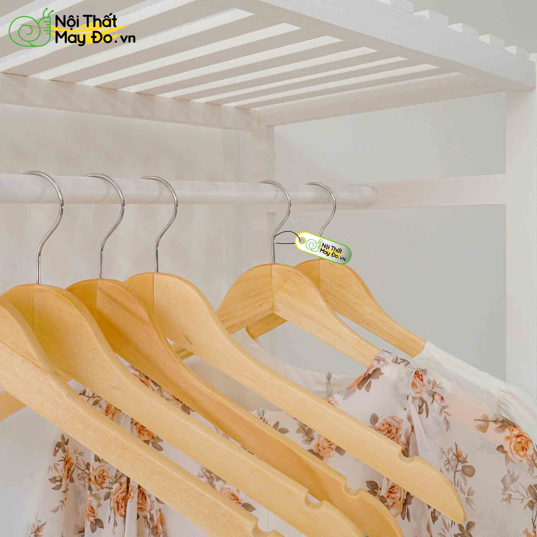 Tủ Treo Quần Áo Tiện Lợi - Shelf Hanger - Thiết Kế 1 Ngăn Gọn Gàng - Khung Gỗ Thông Bền Chắc - Có 2 Màu Sắc Lựa Chọn