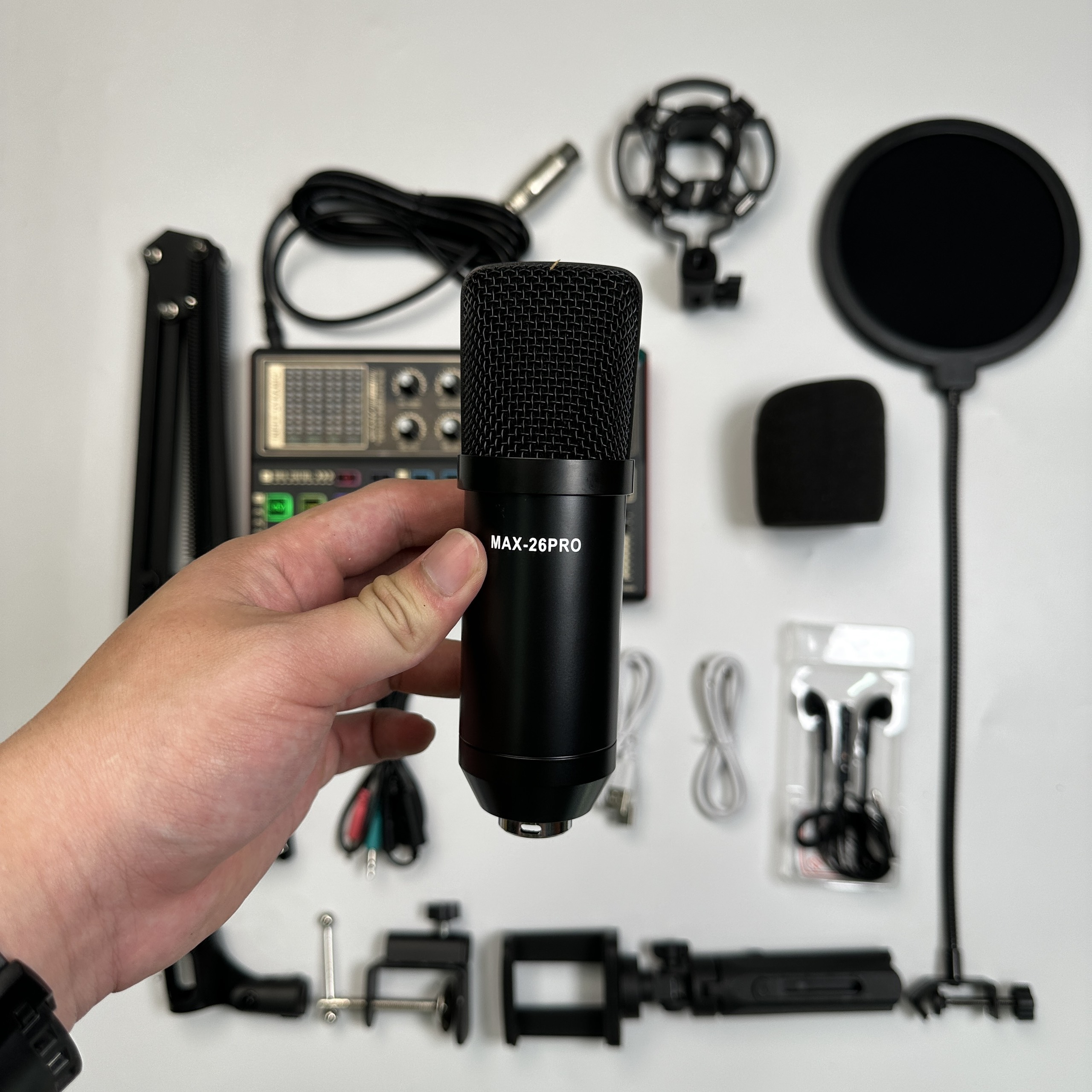 Combo micro Big max 26 pro + sound card K3000 thu âm livestream karaoke chân kẹp míc, màng lọc âm tai nghe kẹp bạch tuộc Hàng Chính Hãng