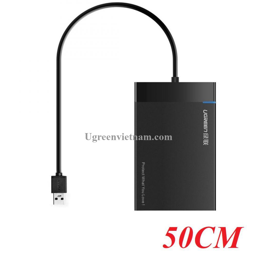 Ugreen 30847 50CM màu Đen Hộp đựng ổ cứng 2.5 chuẩn SATA US221 - Hàng chính hãng