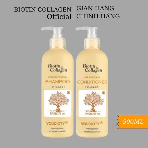 Dầu gội xả siêu mượt Biotin Collagen Repairing Voudioty vàng 500ml