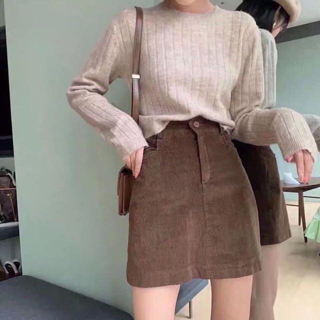 Chân váy kaki nhung