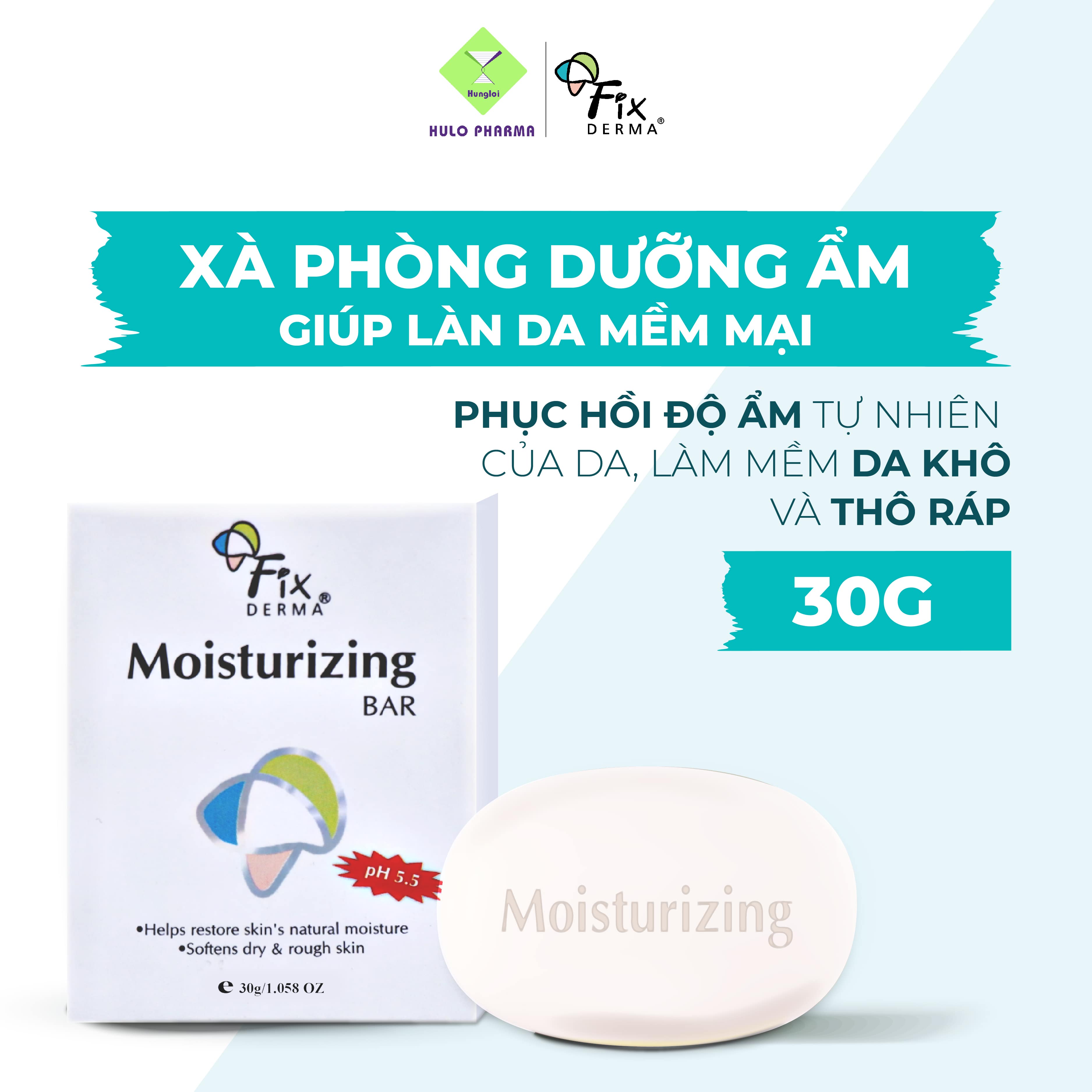 Xà Phòng Tắm Giúp Dưỡng Ẩm FIXDERMA Moisturizing Bar Giúp Dưỡng Trắng Da, Cấp Ẩm, Mềm Mịn Da 30g - Hùng Lợi