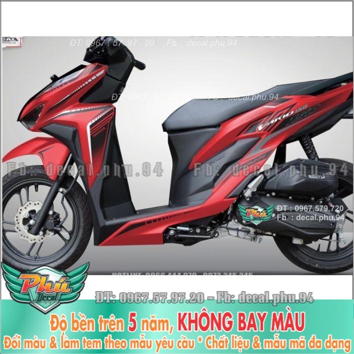 Tem rời Vario Chỉ đen dán xe đỏ nhám
