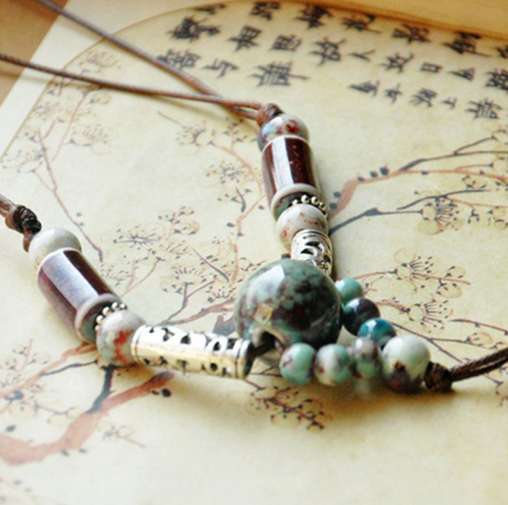 Vòng cổ gốm cổ truyền Vintage dễ thương VGOM44