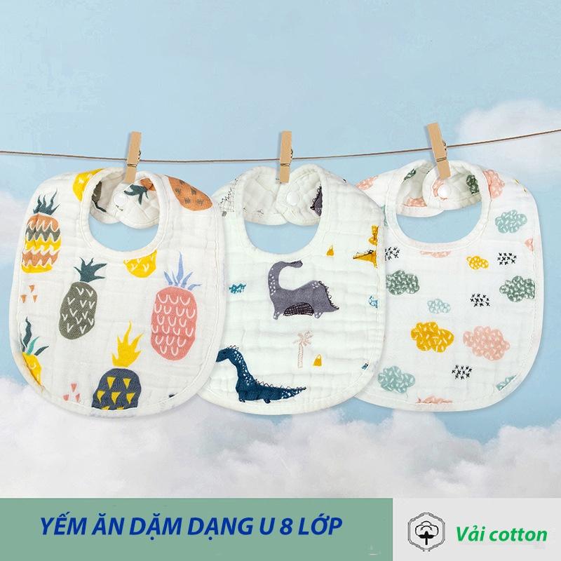 yếm ăn dặm chữ U cotton 8 lớp