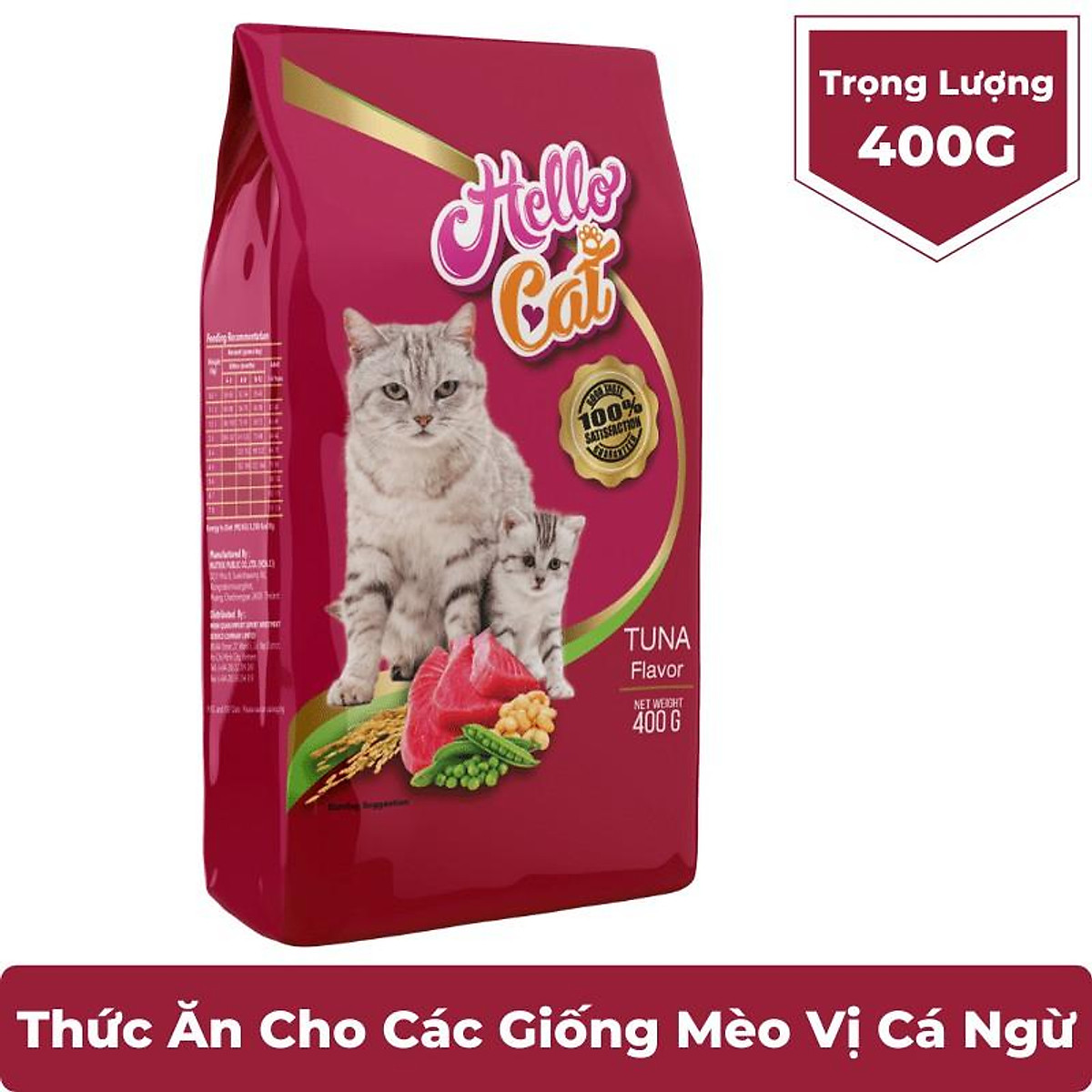 Thức Ăn Hạt Cho Mèo Vị Cá Ngừ Xuất Xứ Thái Lan Hello Cat Tuna 400g - YonaPetshop