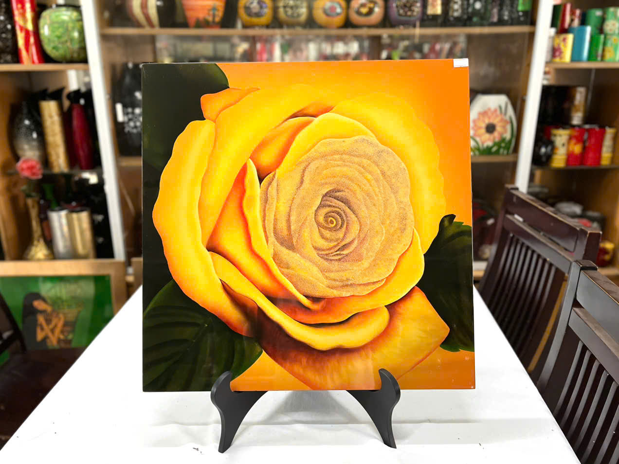 ️ Tranh Sơn Mài - Hoa Hồng Vàng - Size 48.5x48.5 cm