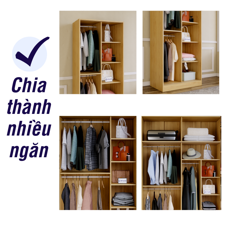 Tủ Gỗ Quần Áo Cửa Lùa Gỗ Chống Ẩm FIVO FC31 Diện Tích Để Đồ Rộng Rãi, Móc Treo Tiện Dụng Mẫu Mã Hiện Đại Sang Trọng