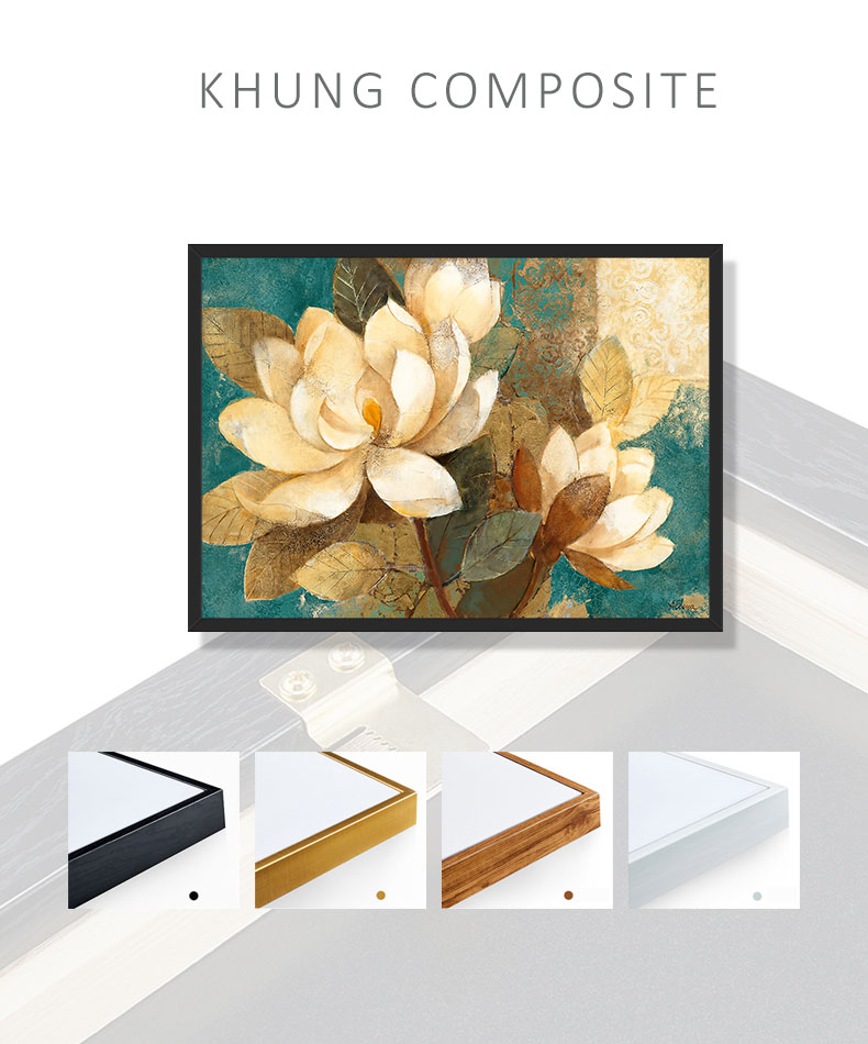 Tranh Canvas Sơn dầu Hoa Hồng bạch cao cấp. (Bộ 1 bức), Khung hợp nhôm chống ẩm, bền, đẹp, nhiều kích thước. Phù hợp nhiều không gian sang trọng