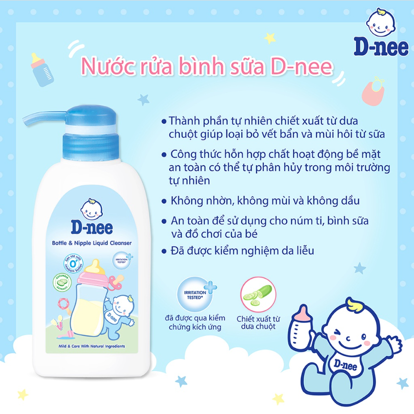 Hình ảnh Nước rửa bình sữa D-nee Mild & Care chai 500ml