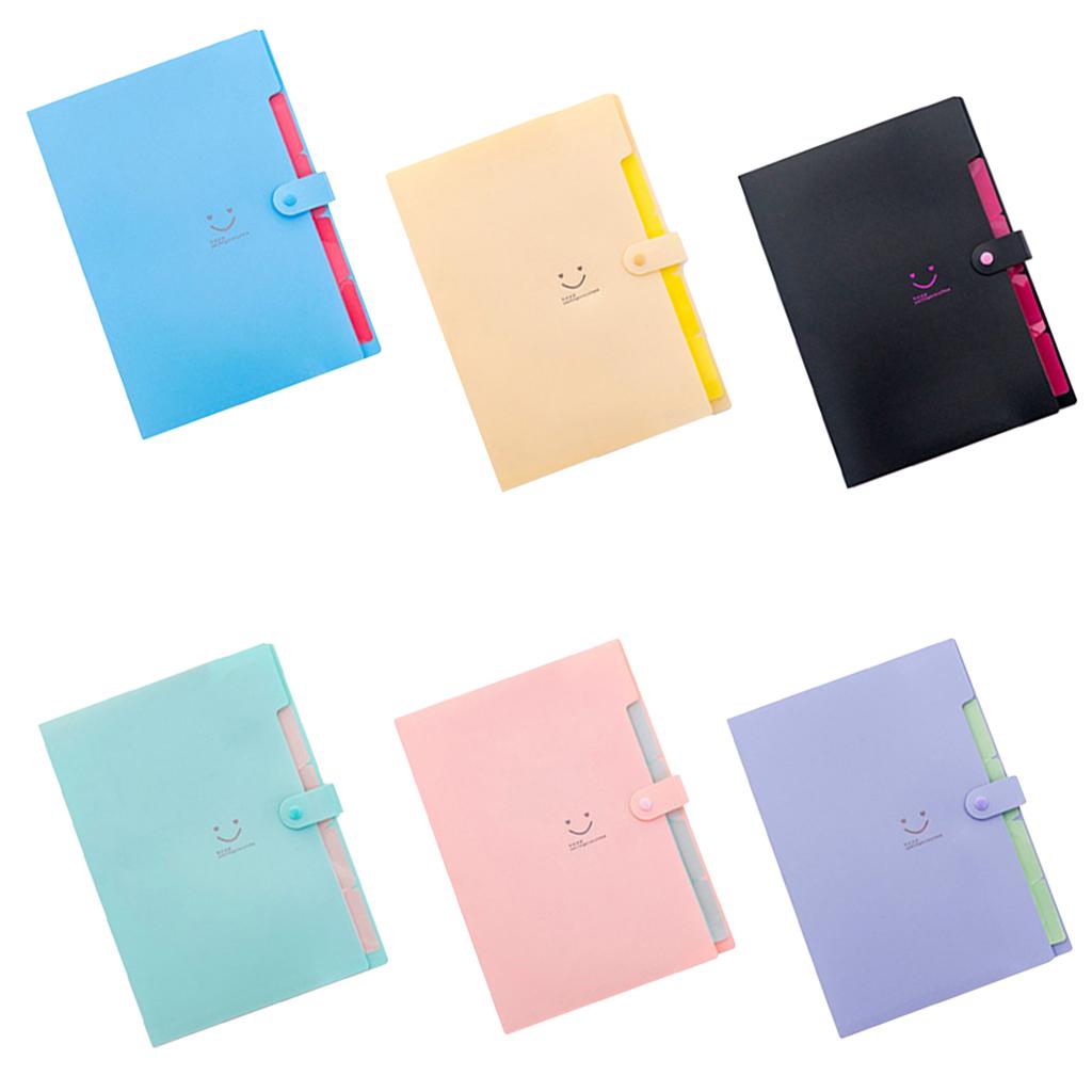 5 Pockets Expanding File Folders Portable A4 Letter Size Black