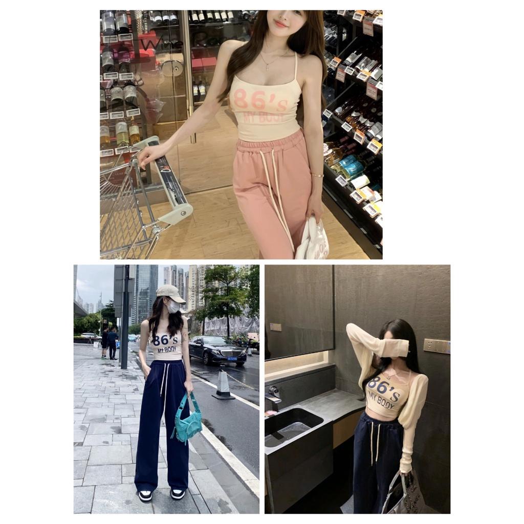 Set 3 Món Thể Thao Áo 2 Dây Mút Ngực Áo Khoác Mỏng Kèm Quần Culottes