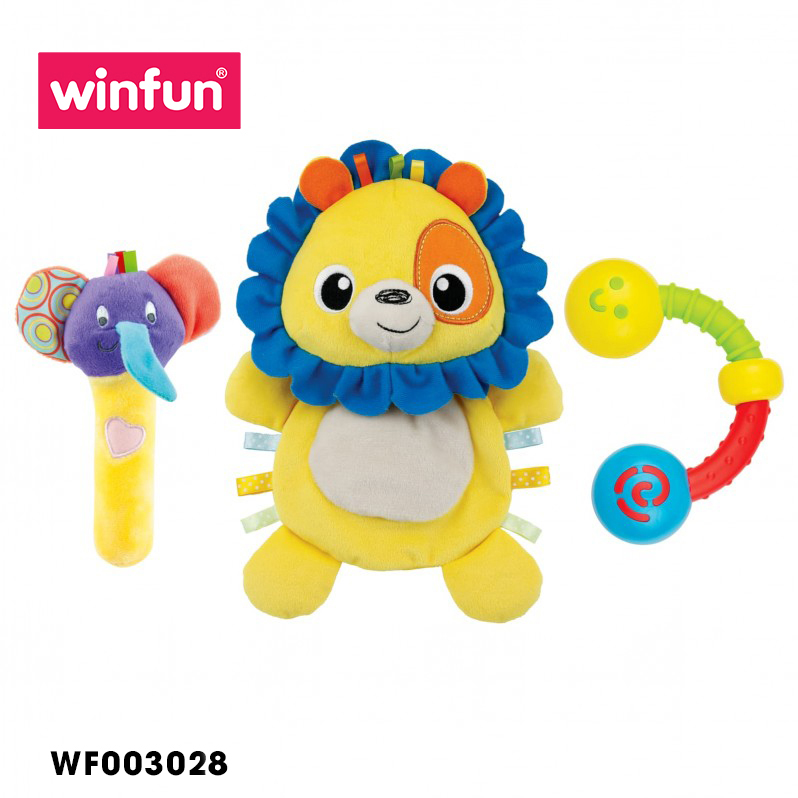 Set 3 đồ chơi cầm tay xúc xắc chíp chíp - gặm nướu hổ gặm nướu sột soạt Winfun 3027