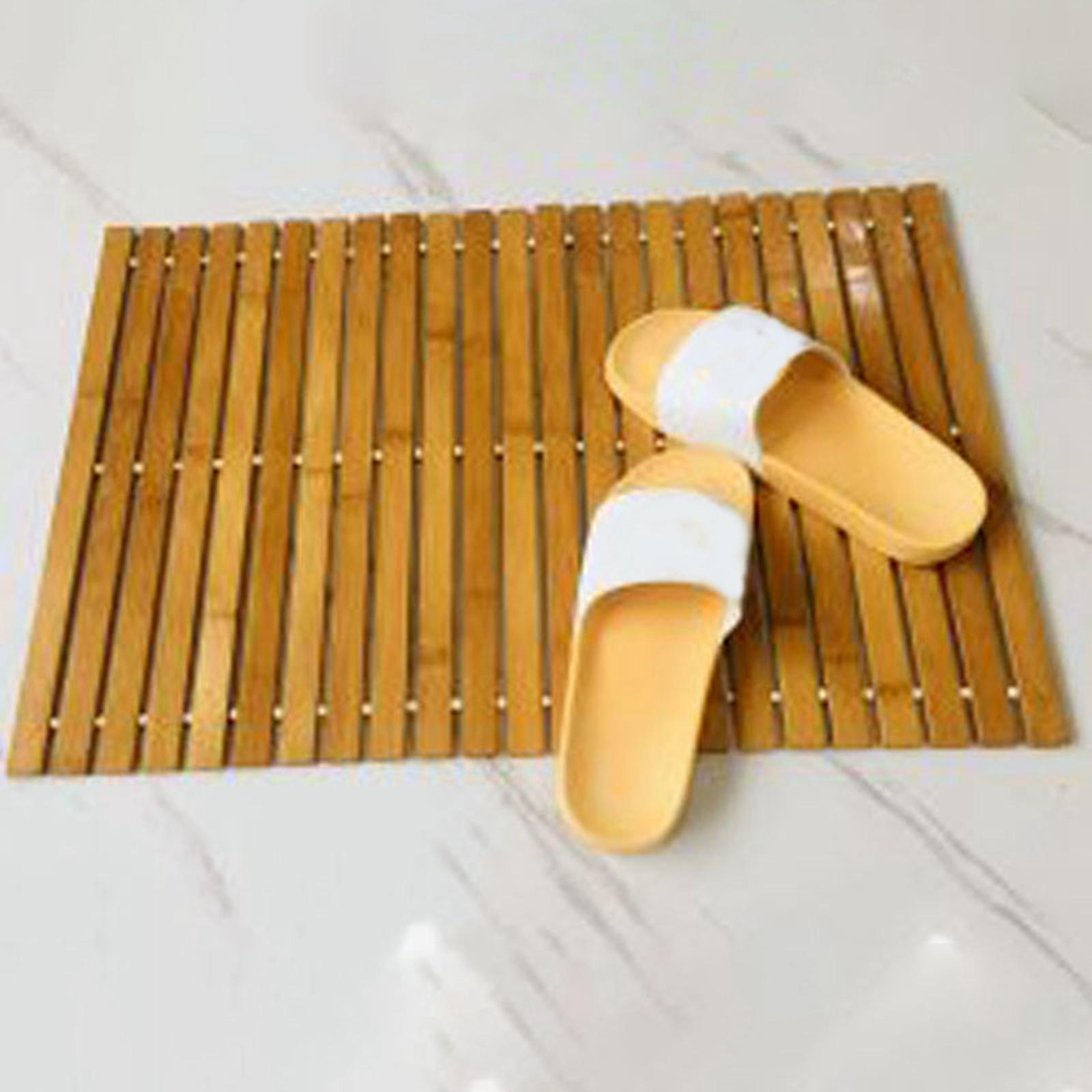 Bamboo Bath Mat Bathmats Non Slip Waterproof Floor Mat for Bathroom Pet Mat