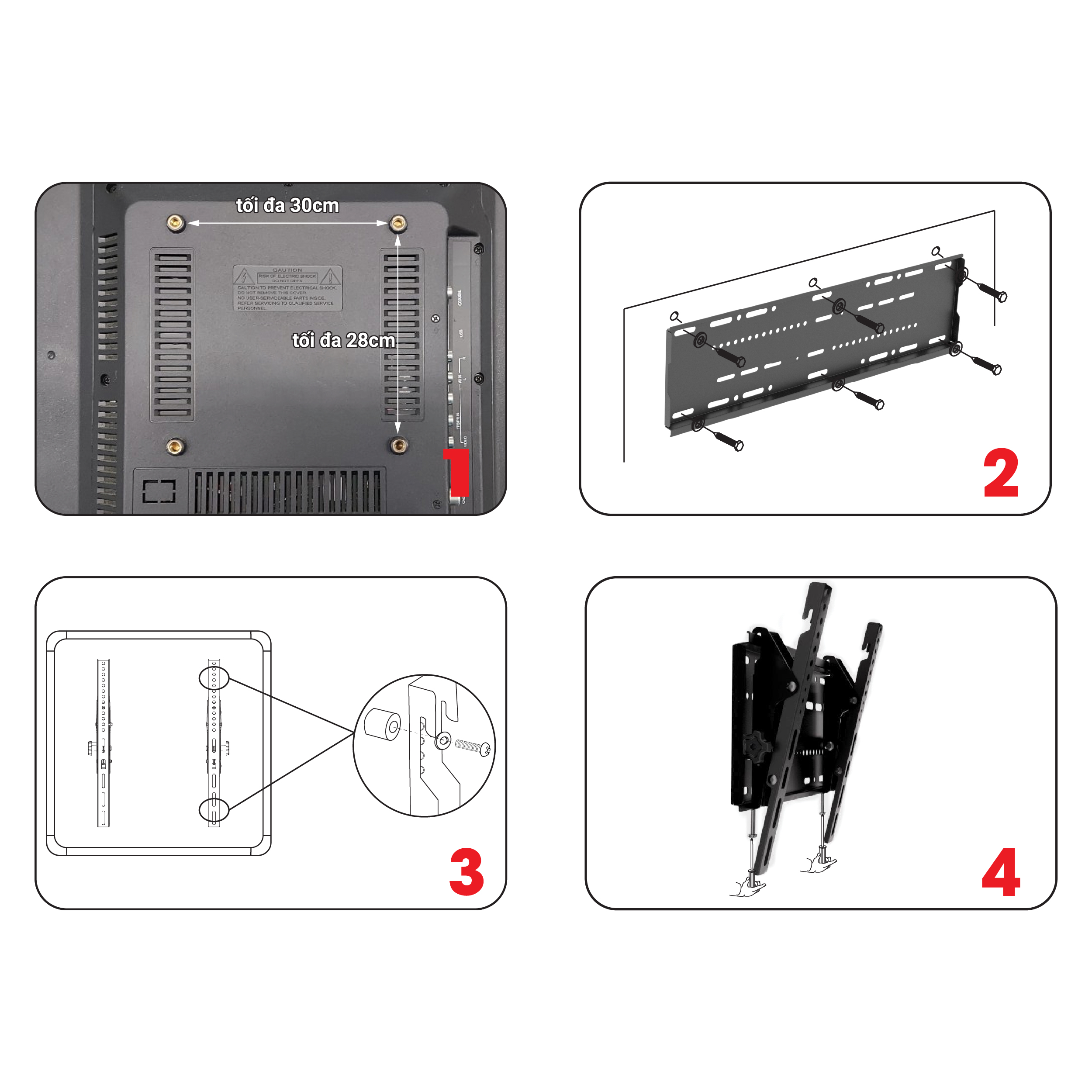 Khung treo tivi nghiêng mâm áp tường 19 - 42 inch M43N - Hàng chính hãng