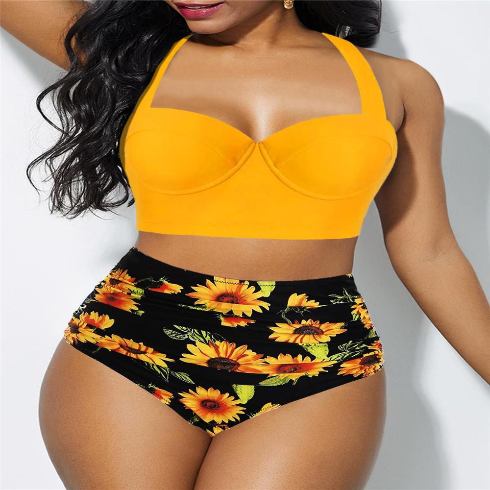 2021 Sexy Plus Kích Thước Bikini Cao Cấp Đầm Nữ Push Up Bra Bộ Plus Kích Thước Đồ Bơi Áo Tắm 4XL 5XL